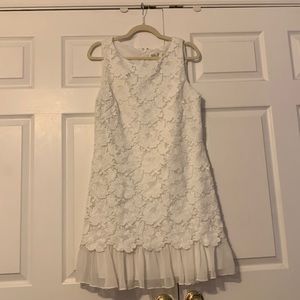 White Lace and Floral Design Dress